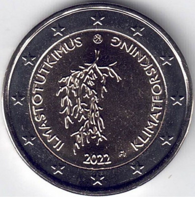 moneda 2 euro comemorativa FINLANDA 2022_clima, UNC foto