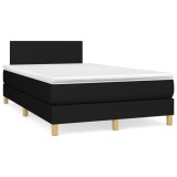 vidaXL Pat cu arcuri, saltea și LED, negru, 120x190 cm, textil 3270076