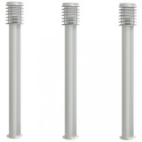 Cumpara ieftin Lampi exterioare de podea 3 buc argintiu 110 cm otel inoxidabil