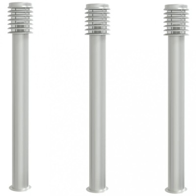 Lampi exterioare de podea 3 buc argintiu 110 cm otel inoxidabil foto