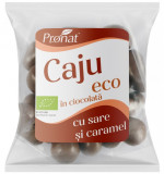 Nuci caju bio glazurate in ciocolata cu lapte cu aroma de caramel sarat 50g Pronat