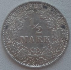 Moneda Germania - 1/2 Mark 1912 - A - Argint