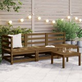 VidaXL Set mobilier de grădină, 3 piese, maro miere, lemn masiv de pin