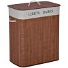 HOMCOM Coș de Rufe din Bambus Rezistent la Apă, 100L, 2 Compartimente, Manere Laterale din Fr&acirc;nghie, Design Elegant | Aosom Romania