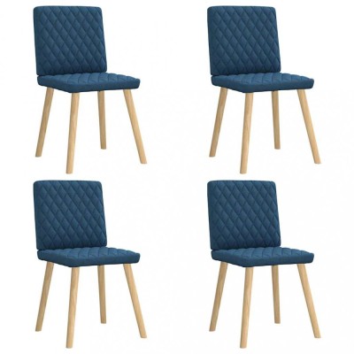 vidaXL Scaune de bucătărie, 4 buc., albastru, material textil foto