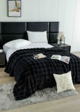 Cumpara ieftin Patura cocolino de lux din blana artificala de iepure 200x230cm,neagra-F097