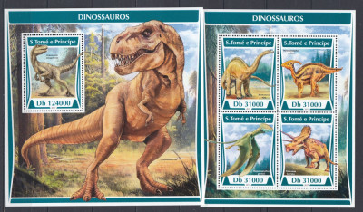 Sao Tome si Principe 2017 - DINOZAURI - BL + KB - MNH foto