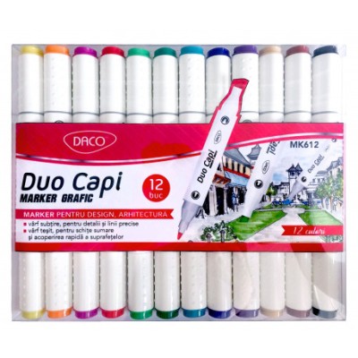 MARKER GRAFIC SET 12 DUO CAPI DACO MK612 foto