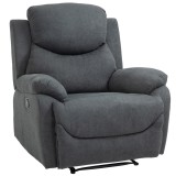 Canapea Rabatabila HOMCOM Ergonomica cu Baza Metalica, Scaun capitonat cu Cotiere, pentru Sufragerie, Dormitor, Birou, Gri Inchis | Aosom Romania