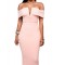 Z522-5 Rochie midi de seara, cu umerii goi si decolteu in V