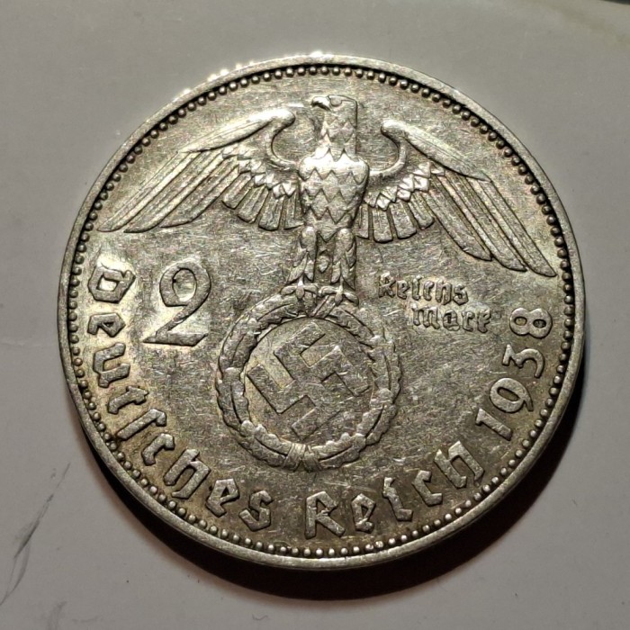 Germania Nazista 2 reichsmark 1938 E argint