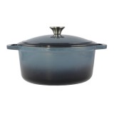 Oala Fonta Emailata Perfect Home, 5.2L, Capac Inox, Albastru, 26cm - Oala Cratita Fonta Emailata