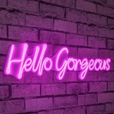 Cumpara ieftin Decoratiune luminoasa LED de perete Hello Gorgeous Roz 74x17x2 cm