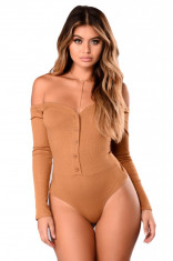 R787-8 Body sexy cu maneci lungi si decolteu bardot foto