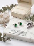 Cercei din Argint 925 cu Smarald Trilliant si Zirconiu Colectia Emerald