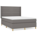 Cumpara ieftin Pat box spring cu saltea, gri inchis, 140x200 cm, textil