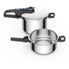 Set de oale sub presiune Tefal Secure Trendy, sistem siguranta in 5 puncte, 2 programe de gatire, inductie, 4+6 L, argintiu