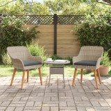 VidaXL Scaune de grădină cu perne 2 buc Gri deschis Poly Rattan