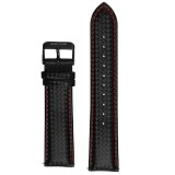 Curea piele compatibila Samsung Galaxy Watch 46mm, Telescoape QR, Negru/Rosu