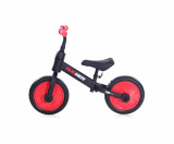 Bicicleta de echilibru 2 in 1 cu pedale si roti auxiliare black red, Lorelli