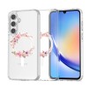 Husa pentru samsung galaxy a36 5g, atasare magnetica, magsafe, pink wreath 2, clear