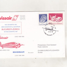 bnk fil Plic ocazional Zbor aeropostal aniversar Bucuresti Zurich 1991