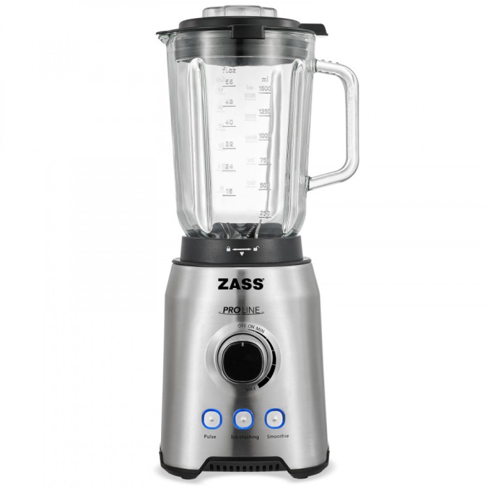 Blender Zass ZSB 09, Putere 1000W, Capacitate 1,5L, Cutit cu 6 lame, Cana din sticla - NOU