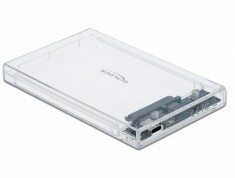 Rack extern USB-C 3.1 pentru 2.5&quot; SATA HDD / SSD transparent, Delock 42621