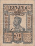 ROMANIA 50 BANI 1917 Ferdinand VF