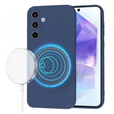 Husa MagSafe pentru Samsung Galaxy A55 5G A556, Techsuit, SoftFlex, Bleumarin foto
