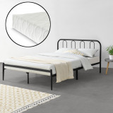 Pat dormitor Hanco 160 cu saltea metal negru mat [en.casa] HausGarden Leisure, [en.casa]