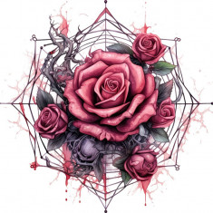 Sticker decorativ, Trandafiri, Roz, 61 cm, 1343STK-17