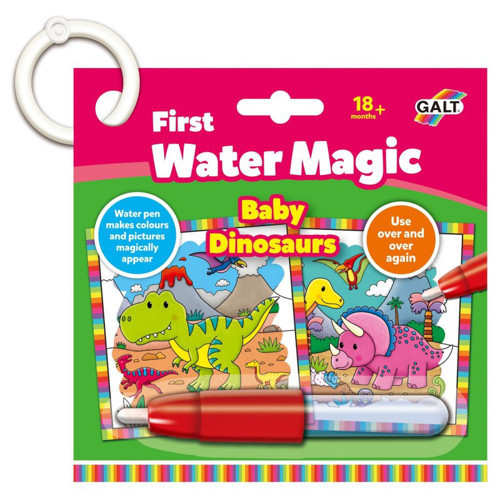 Jucarie interactiva carticica Water Magic Micutii dinozauri Galt, 18 x 18 cm, 6