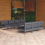 VidaXL Set mobilier de grădină cu perne antracit, 8 piese, lemn de pin