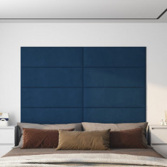 vidaXL Panouri de perete 12 buc. albastru 90x30 cm catifea 3,24 m²