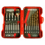 Raider 157797 - Set accesorii insurubare si burghie metal 20 bucati
