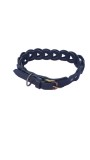 Zgarda bleumarin impletita, din piele naturala, pentru caini 60X3 cm