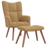 VidaXL Scaun de relaxare cu taburet, maro, catifea