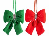Set 6 Fundite brad Craciun catifea rosie verde cm 8 x 10 H