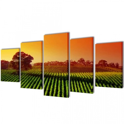 Set tablouri p&amp;acirc;nză imprimeu c&amp;acirc;mp 200 x 100 cm foto