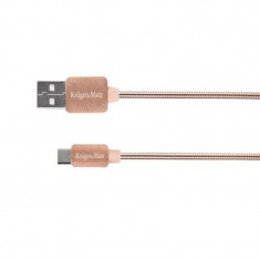 Cablu de date/incarcare Kruger&amp;Matz, USB - MicroUSB, 1 m, impletitura textila