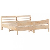 Cumpara ieftin Cadru pat cu tablie 200x200 cm, lemn masiv de pin