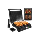 Grătar electric/sandwich maker Ruhhy 26176, 2000 W, 2 in 1 (gratar cu capac si plita), suprafata non-stick, control temperatura