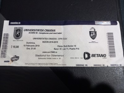 Bilet U Craiova - CFR Cluj foto