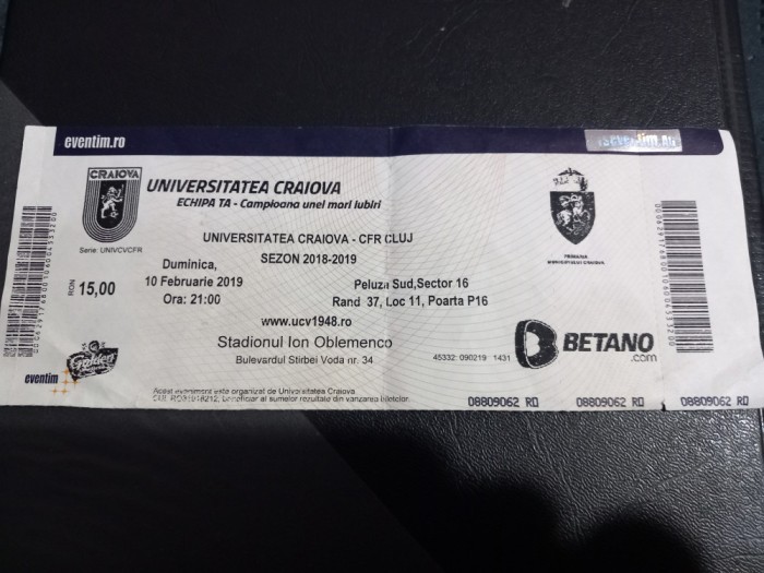 Bilet U Craiova - CFR Cluj