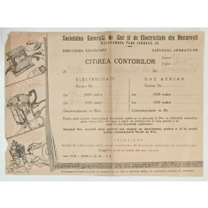 DOVADA PENTRU CITIREA CONTOARELOR DE GAZ SI ELECTRICITATE , 1939