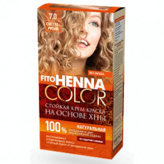 Vopsea de par permanenta fara amoniac FITO Henna Color 7.0 BLOND DESCHIS foto