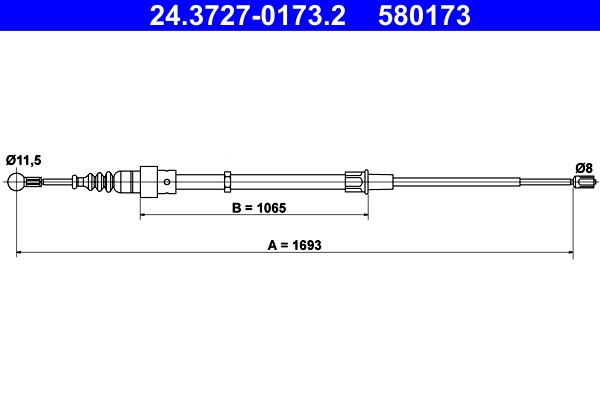 ATE 24.3727-0173.2 Cablu, frana de parcare