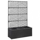 VidaXL Strat &icirc;nălțat spalier 3 ghivece negru 83x30x130 cm poliratan