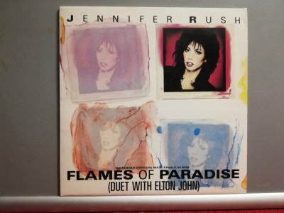 Jennifer Rush &amp;ndash; Flames of Paradise &amp;ndash; Maxi Single 45 rpm ( format mare) &amp;ndash; (1987/CBS/Holland) - Vinil/Vinyl/NM+ foto